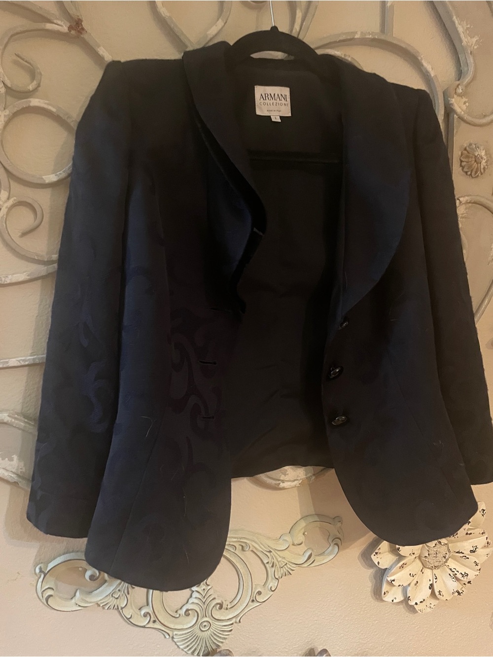 Armani Collezioni Women's Midnight Black Jacquard Blazer